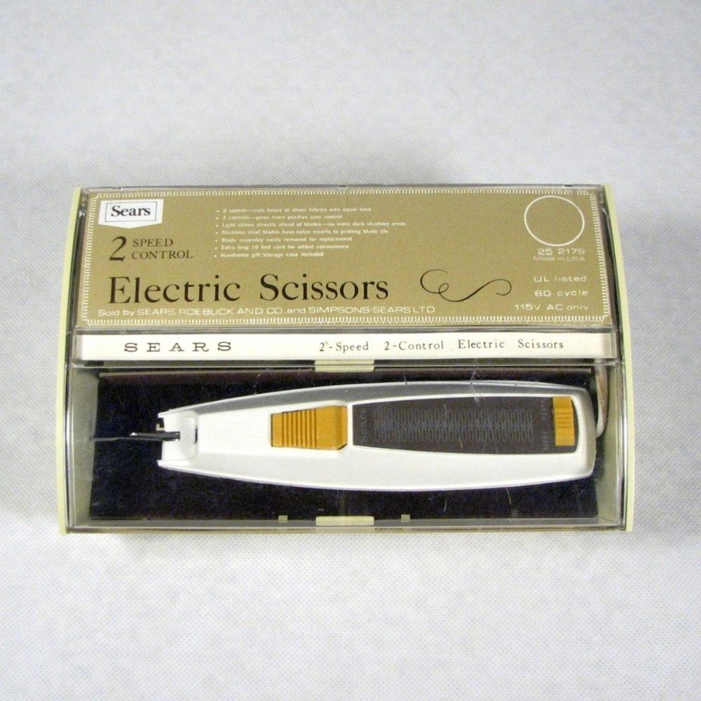 Sears Roebuck 2 Speed Vintage Electric Scissors Case 25 2179 Tested Working